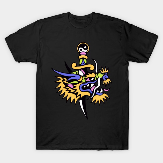 Dagger yinyang and dragon T-Shirt by Bojes Art